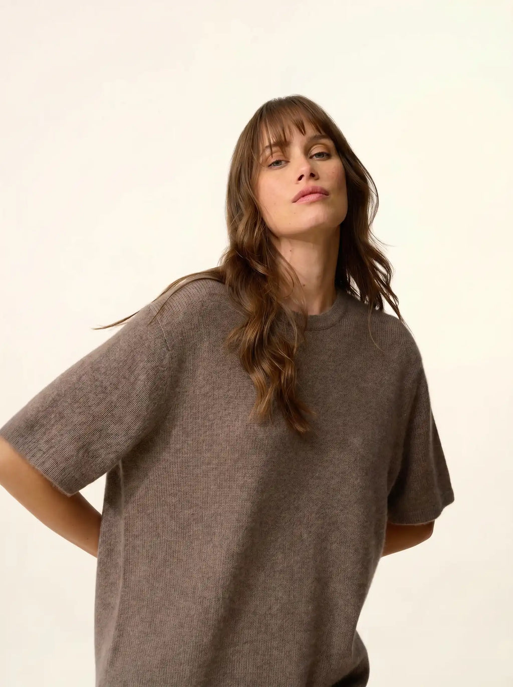 CARLA T-Shirt Crew Neck 4 Ply Heather Taupe