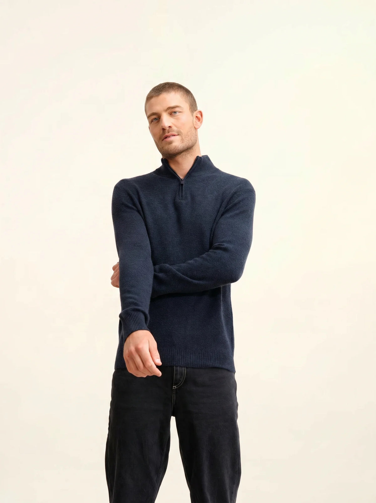 LEONIE Sweater Trucker Neck 4 Ply Caviar