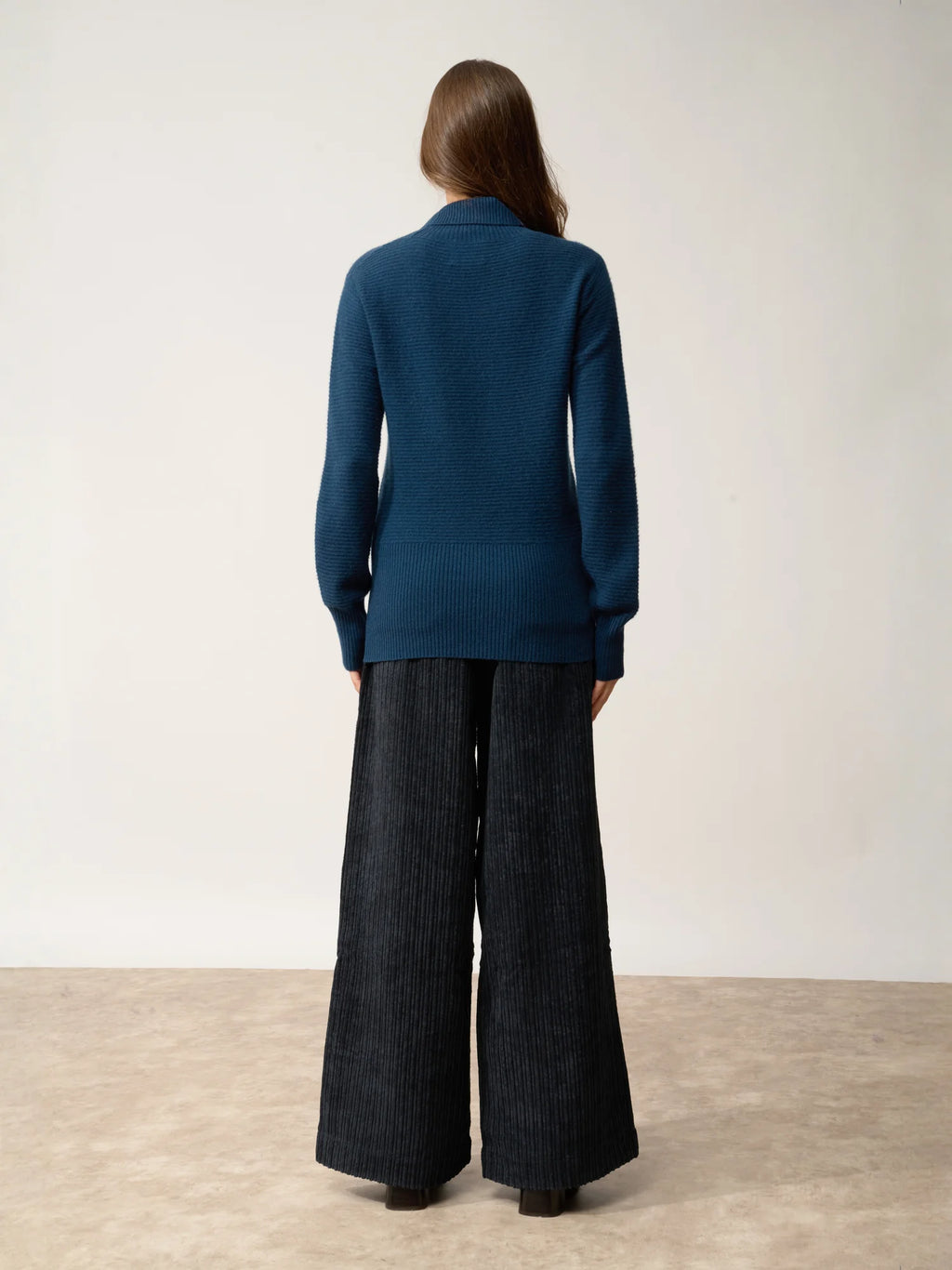 UDNY Pull Col Roulé Bleu Pétrole