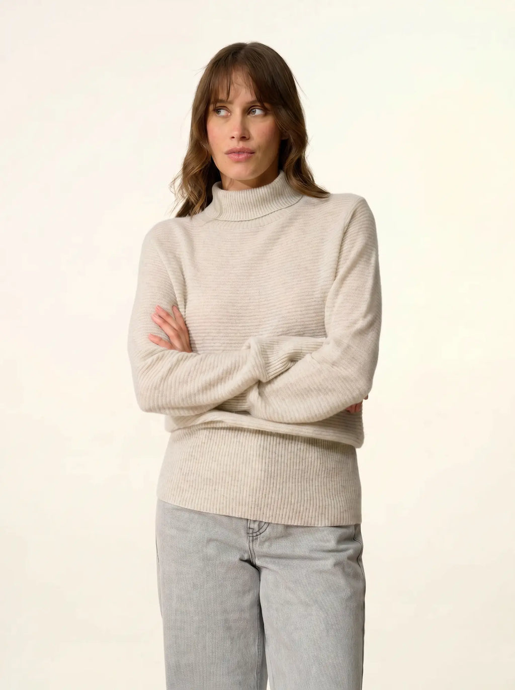 UDNY Pullover Rollkragen Perlgrau meliert