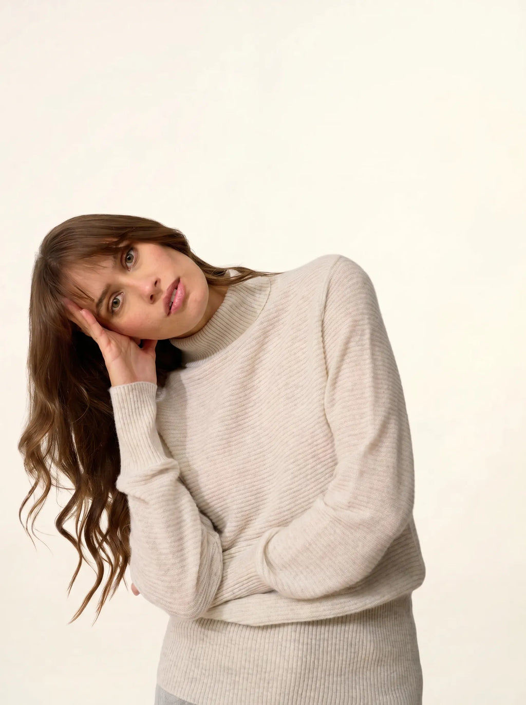 UDNY Pullover Rollkragen Perlgrau meliert