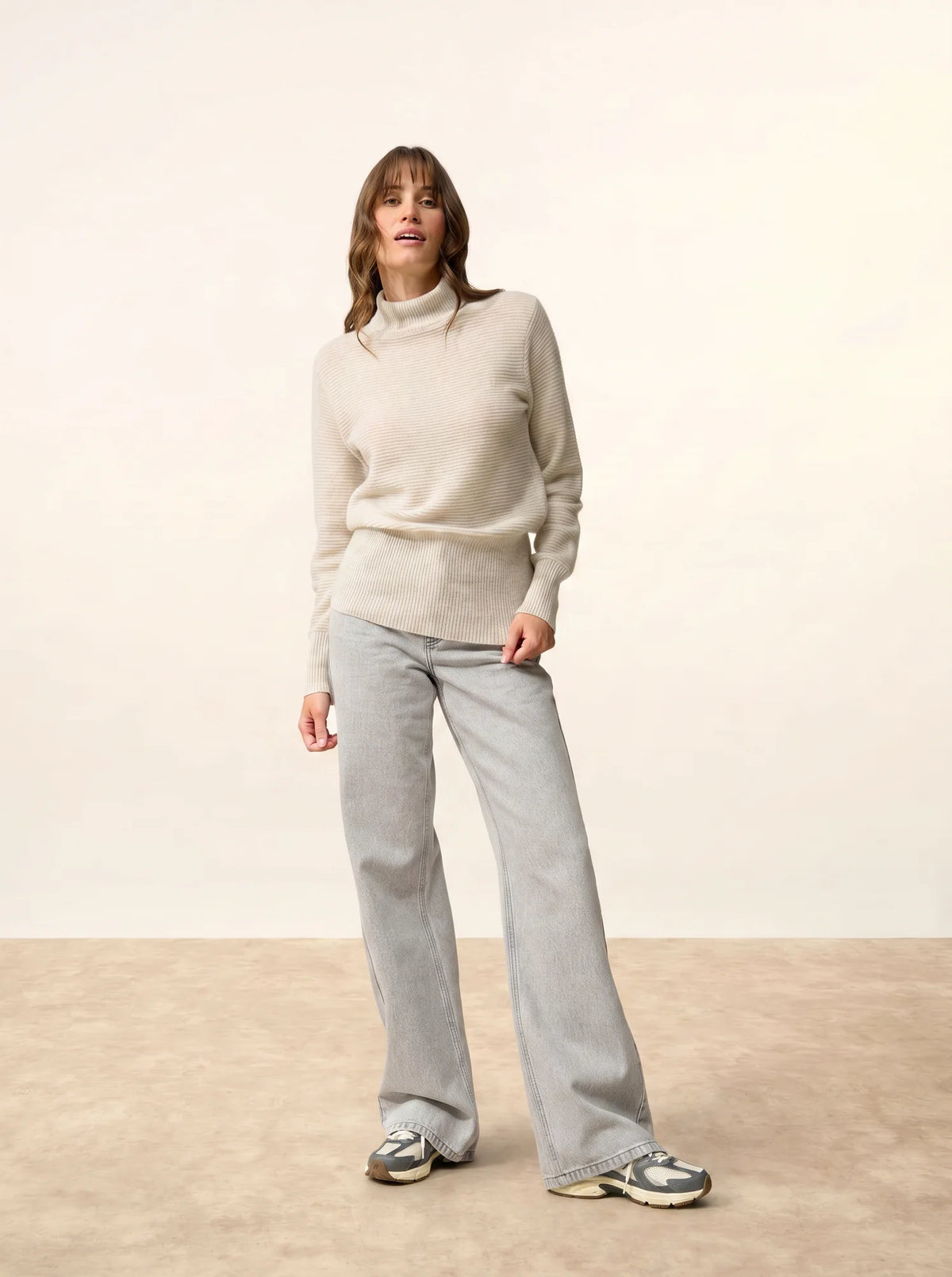 UDNY Pullover Rollkragen Perlgrau meliert