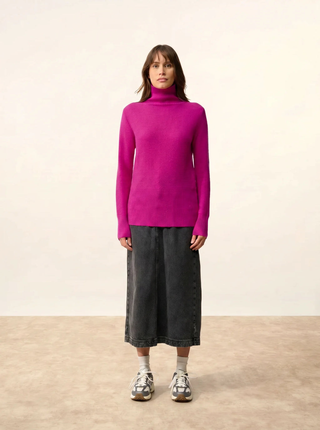 UDNY Pull Col Roulé Violine