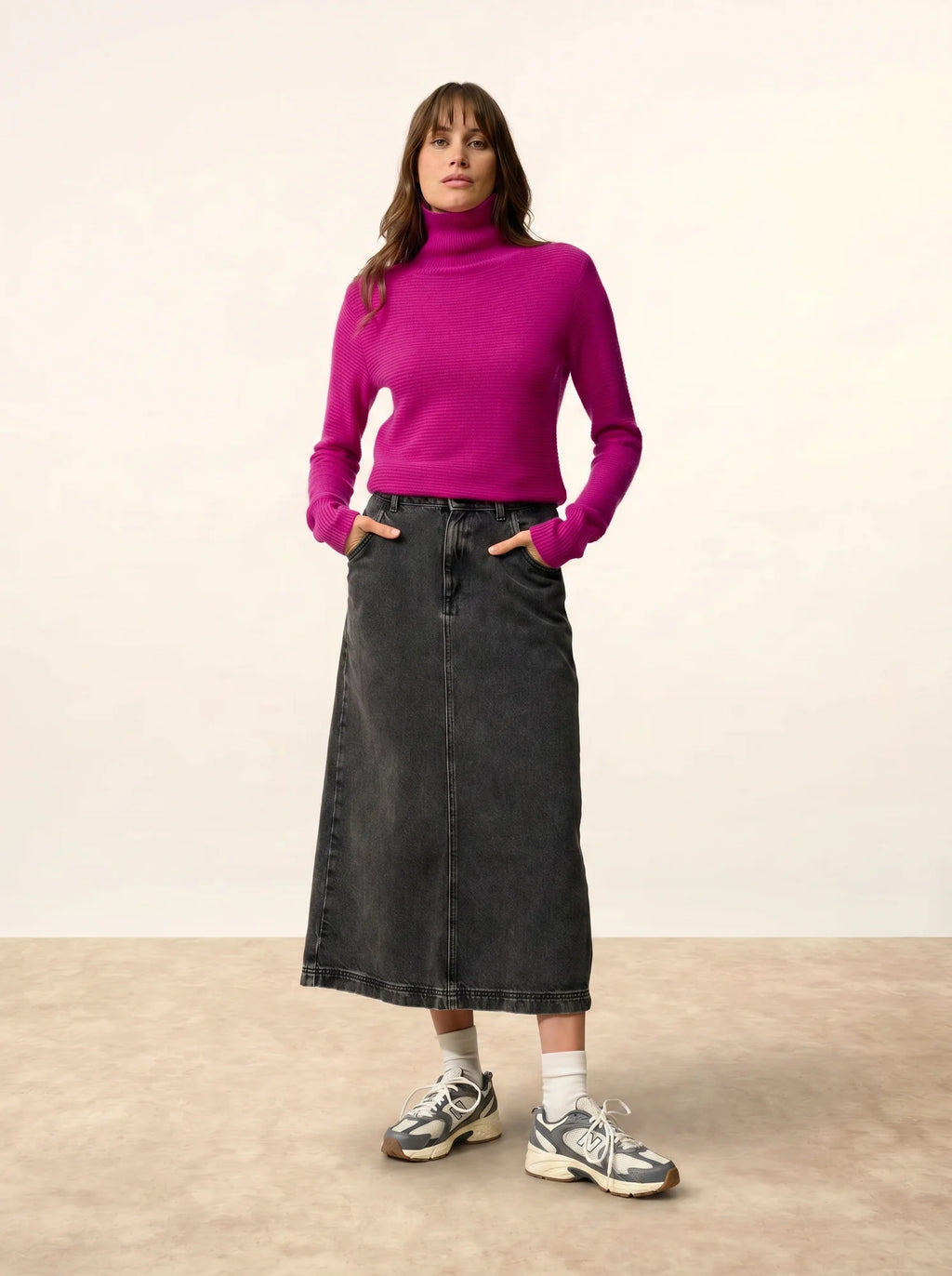 UDNY Pull Col Roulé Violine