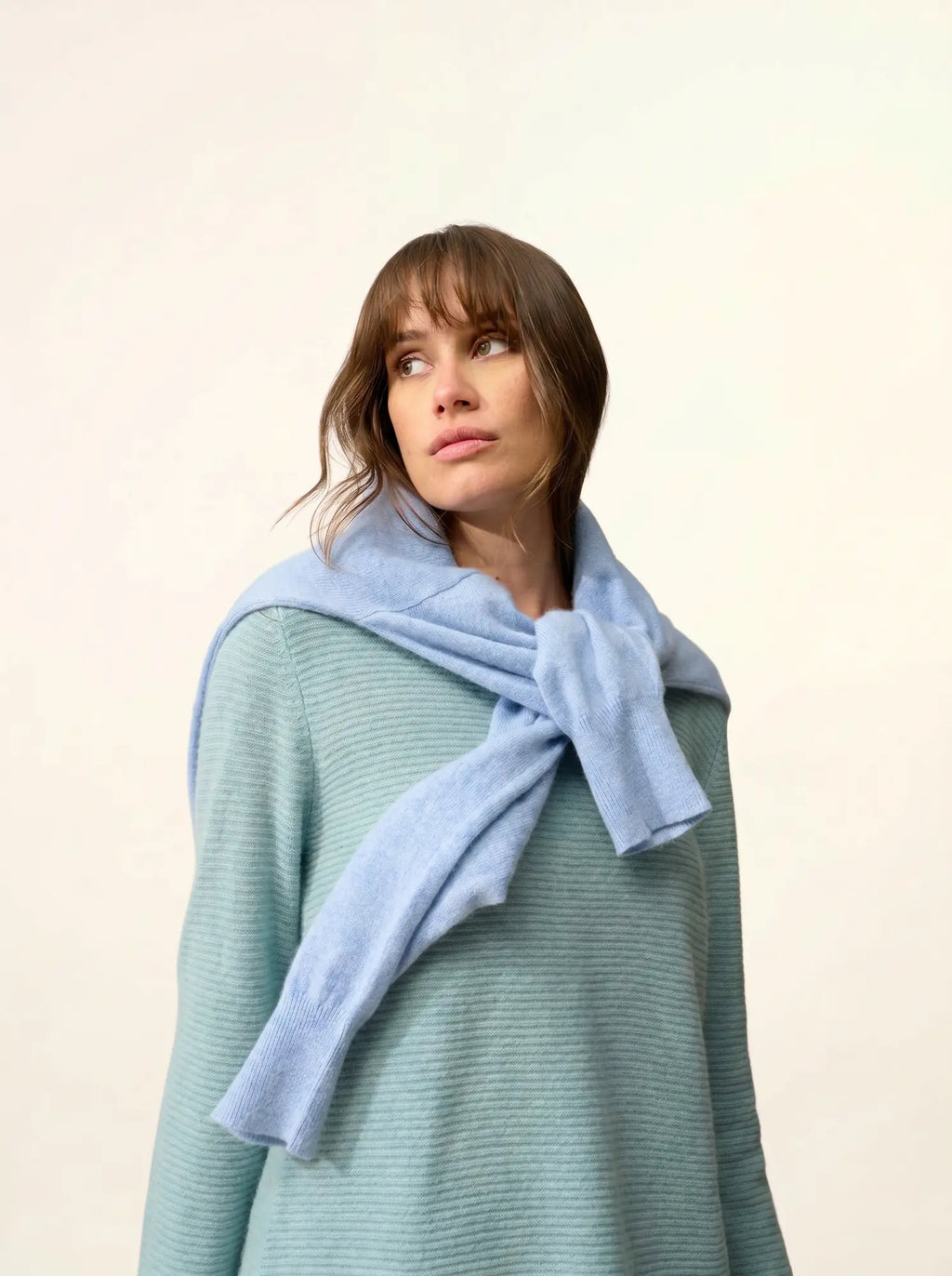 NETHY Pull Col Bateau Aqua Chiné
