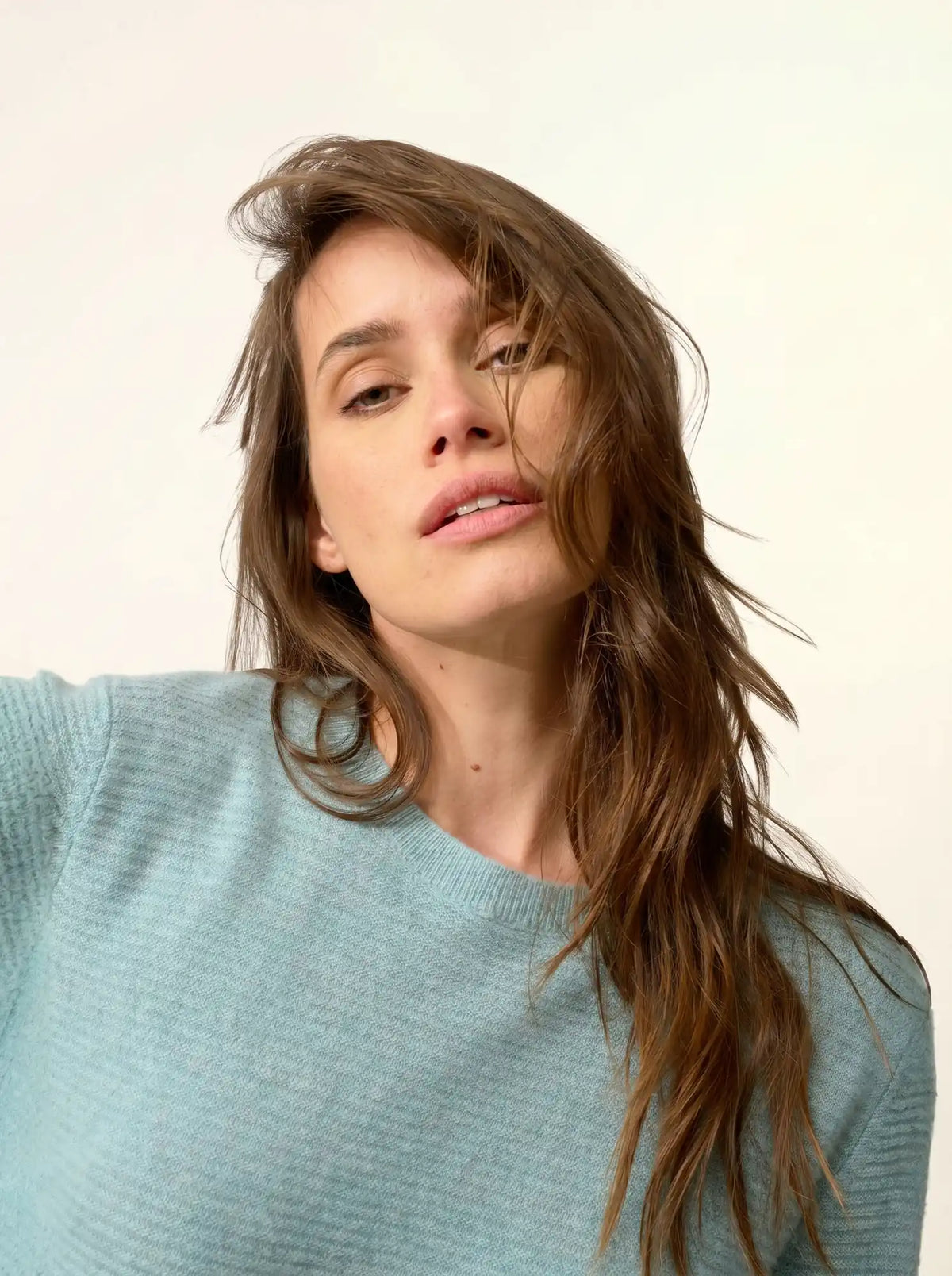 NETHY Pull Col Bateau Aqua Chiné