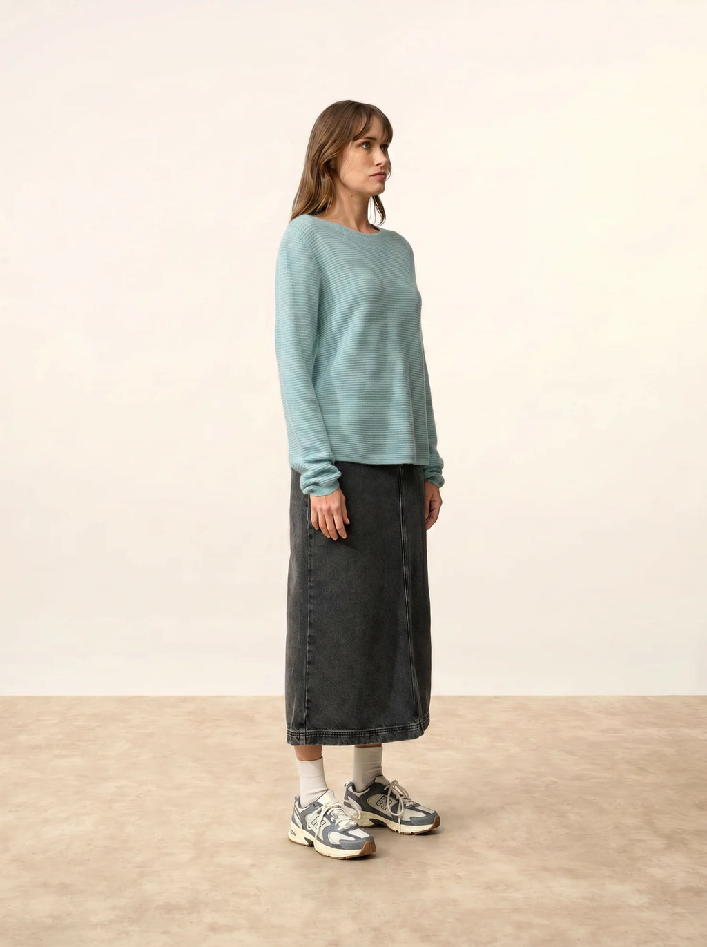 NETHY Pull Col Bateau Aqua Chiné
