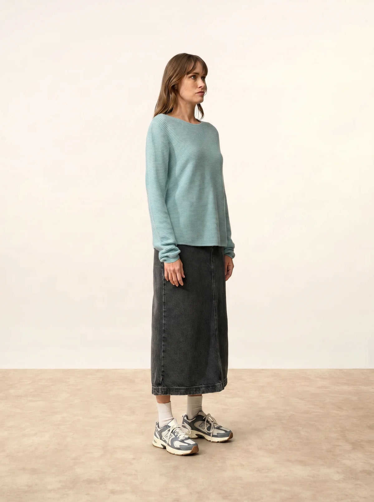 NETHY Pull Col Bateau Aqua Chiné