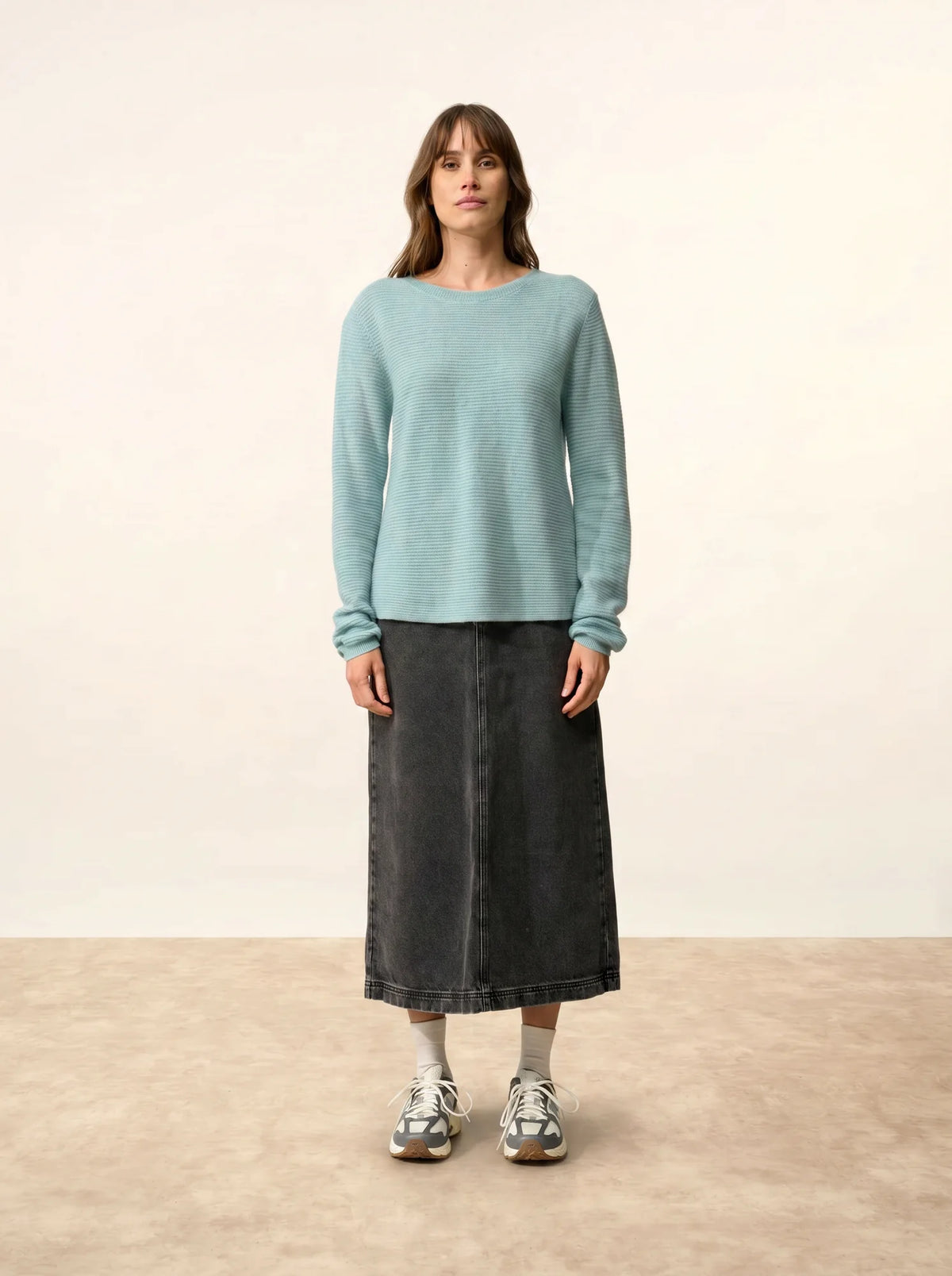 NETHY Pull Col Bateau Aqua Chiné