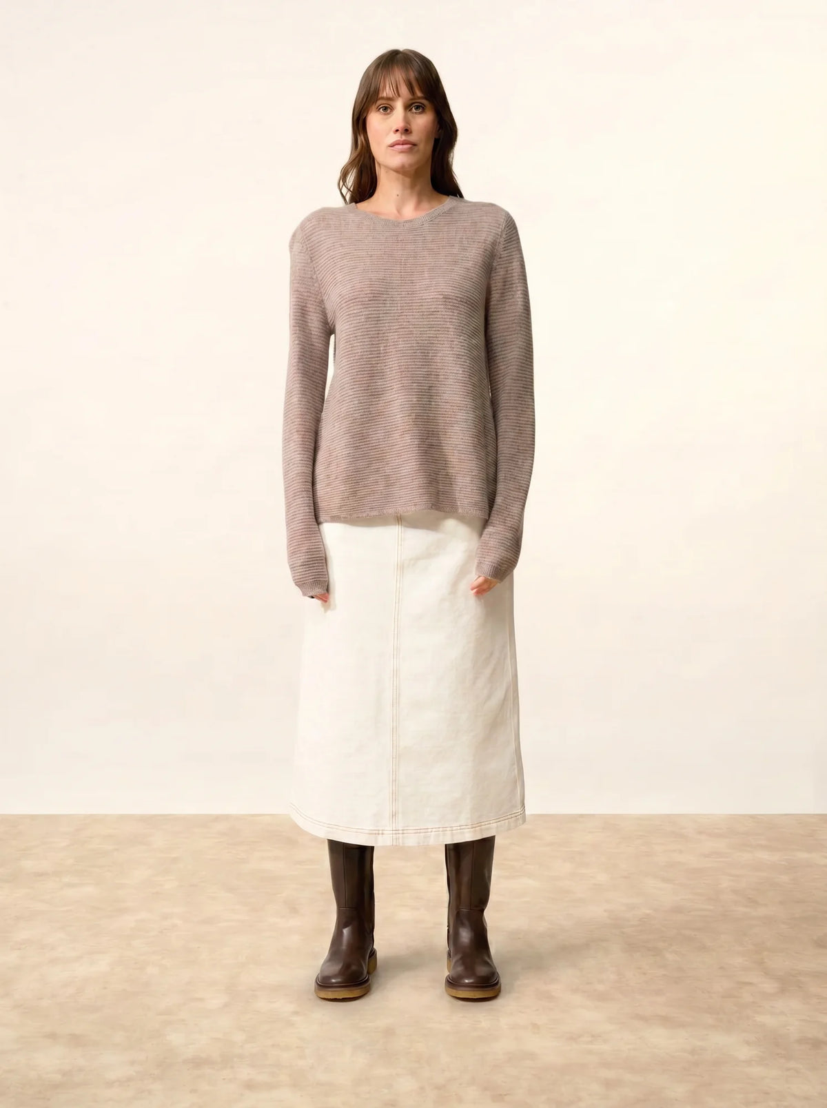NETHY Pull Col Bateau Caribou Chiné