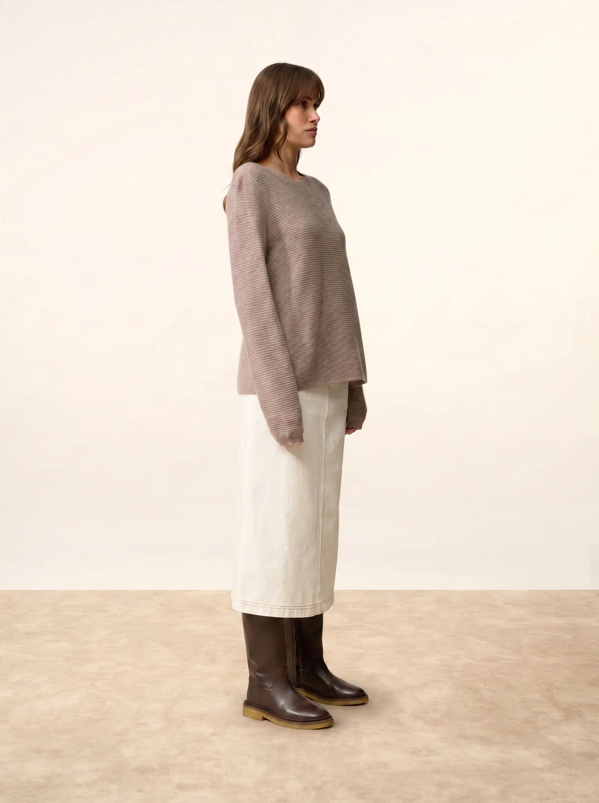 NETHY Pull Col Bateau Caribou Chiné