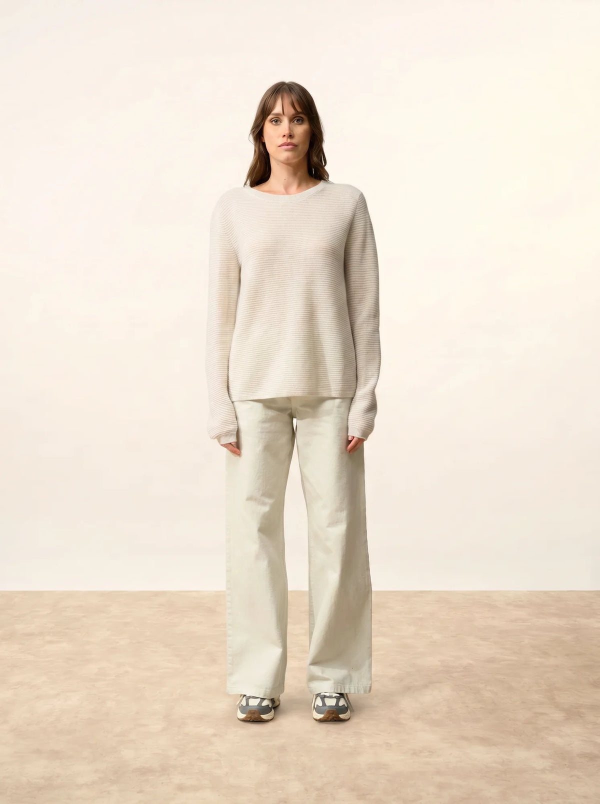NETHY Pull Col Bateau Gris Perle Chiné