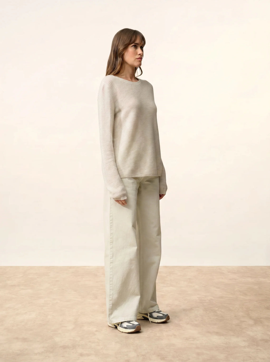 NETHY Pull Col Bateau Gris Perle Chiné