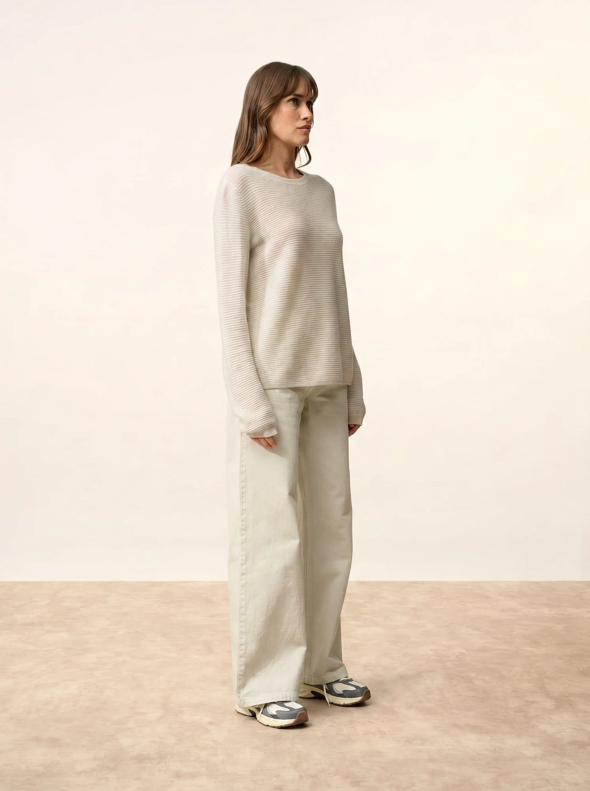 NETHY Pull Col Bateau Gris Perle Chiné