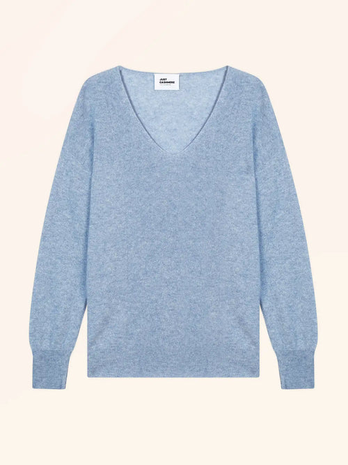 BIRSE Pullover V-Ausschnitt Himmelblau meliert