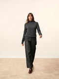 TRILA Pullover Stehkragen Volant Anthrazit meliert