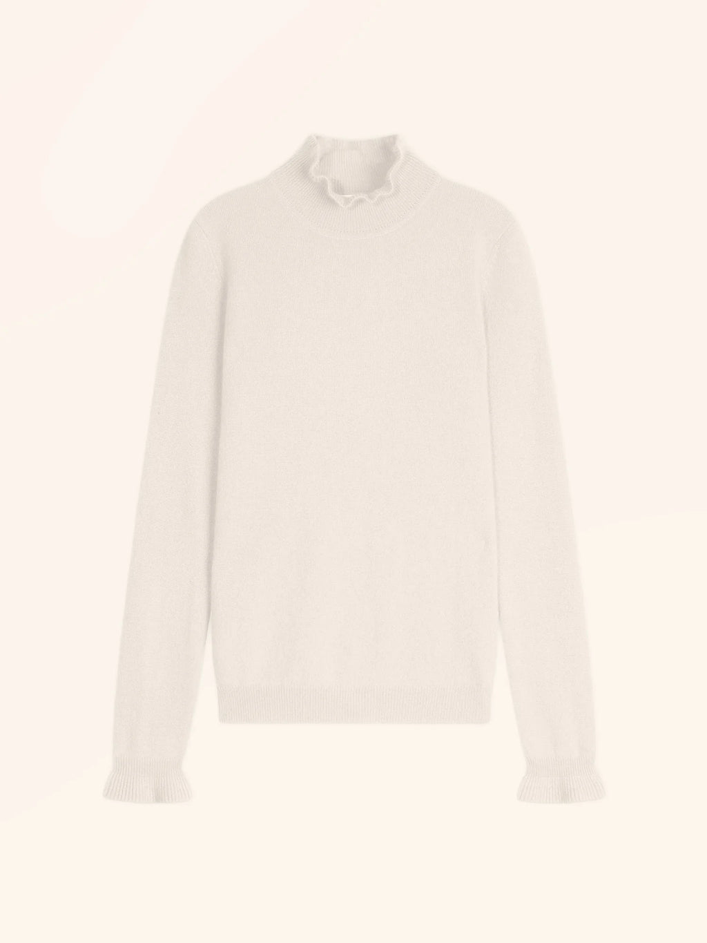 TRILA Sweater Mock Neck Ruffled Ivory