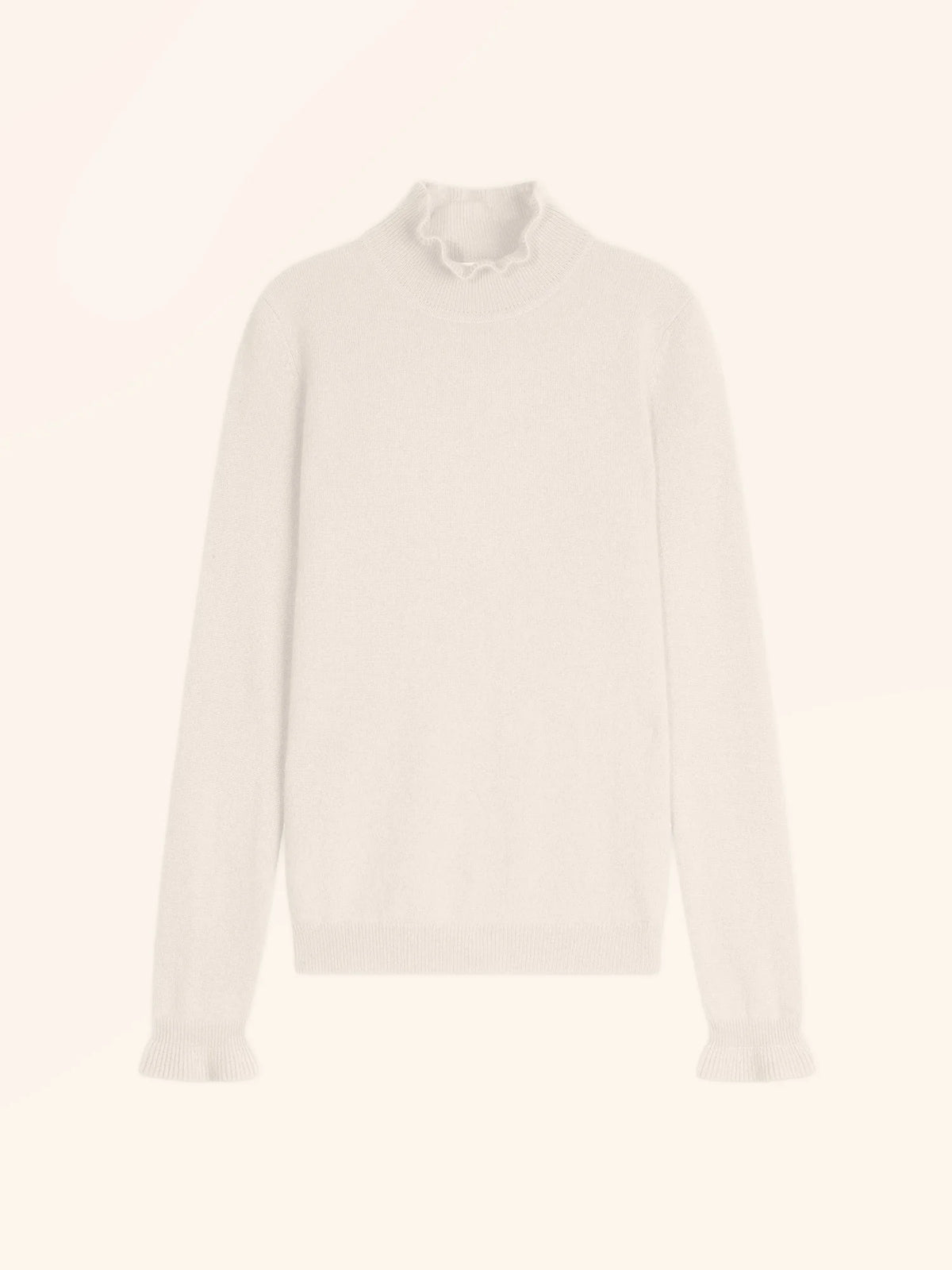 TRILA Pull Col Montant Volanté Ivoire