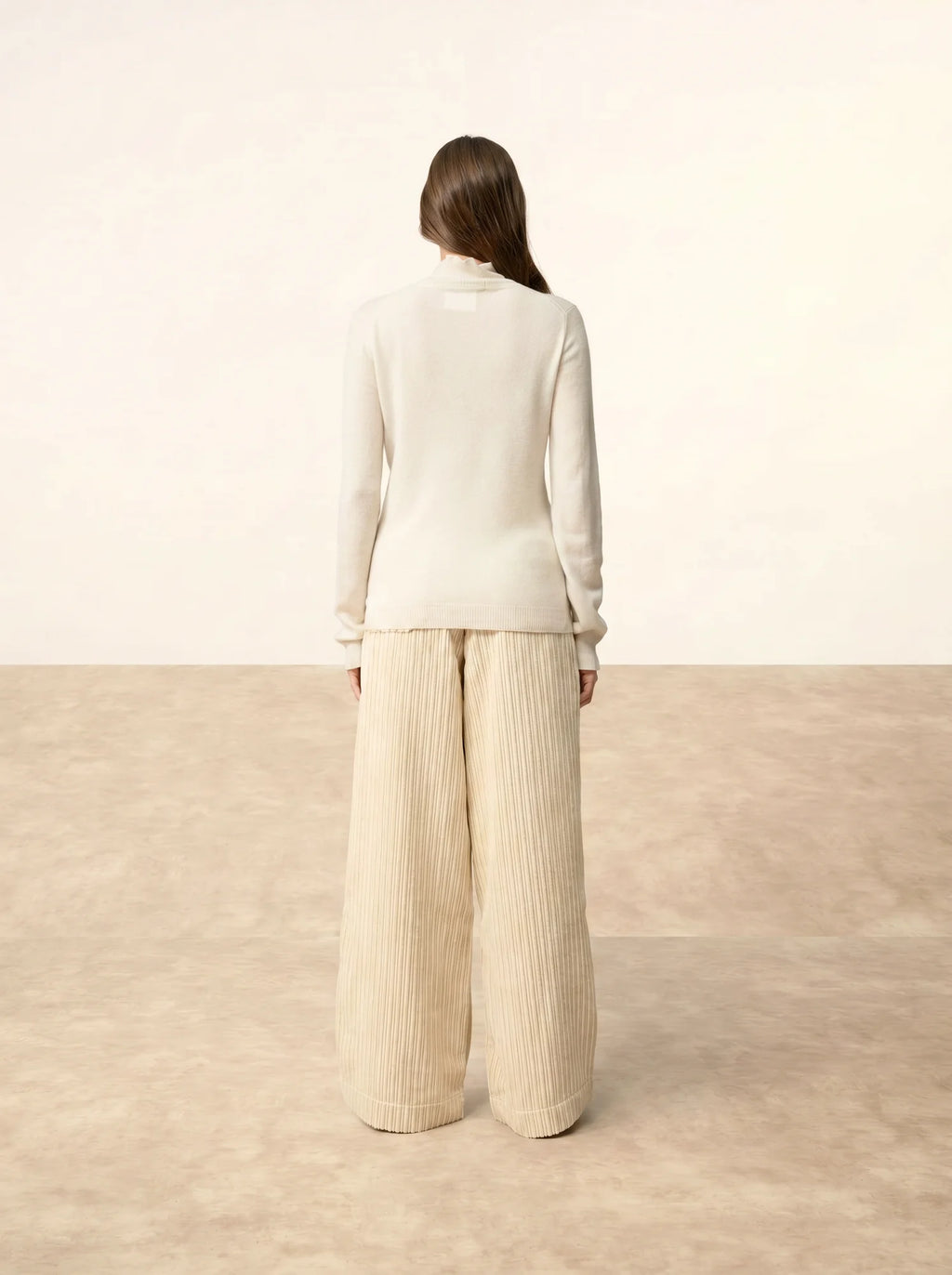 TRILA Sweater Mock Neck Ruffled Ivory