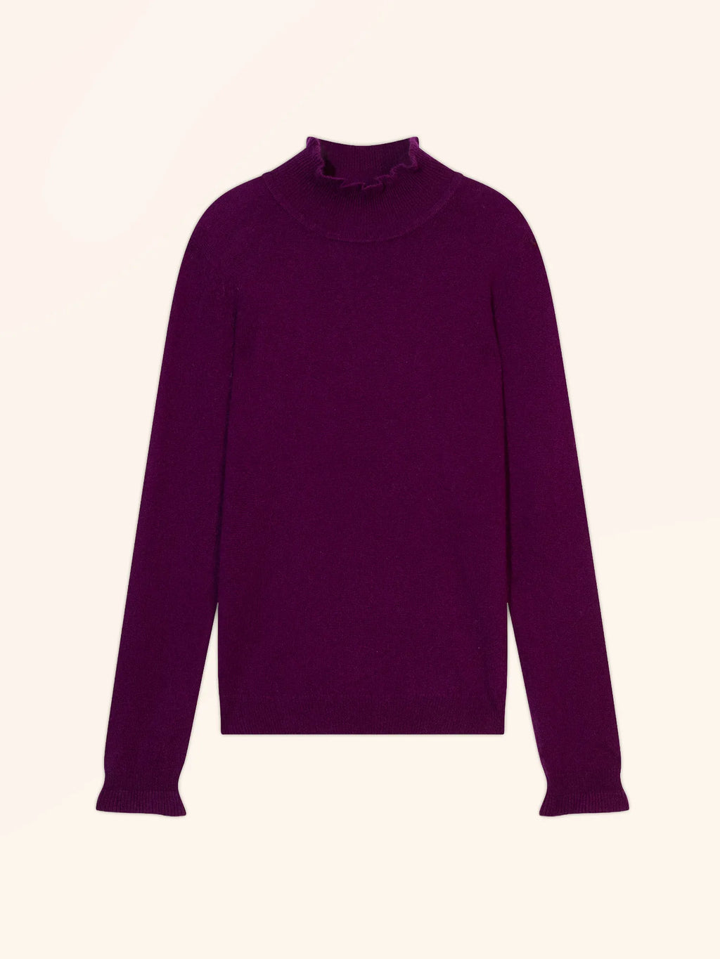 TRILA Pullover Stehkragen Volant Pflaumenblau