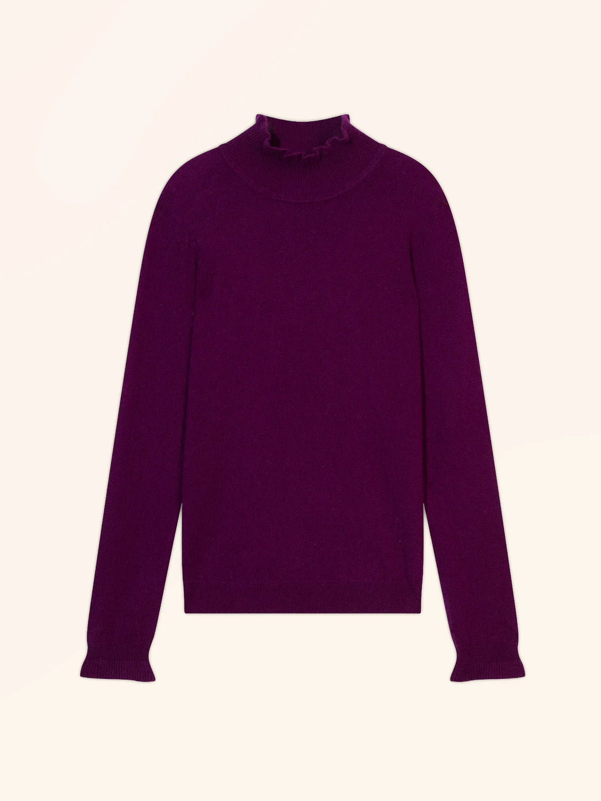 TRILA Pullover Stehkragen Volant Pflaumenblau