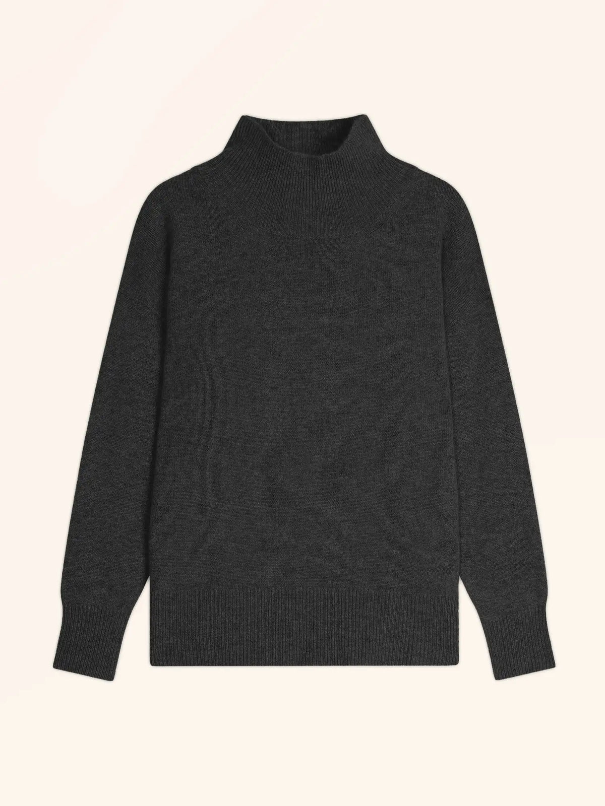 ROMY Pull Col Montant 4 Fils Carbone Chiné