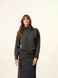 ROMY Pull Col Montant 4 Fils Carbone Chiné