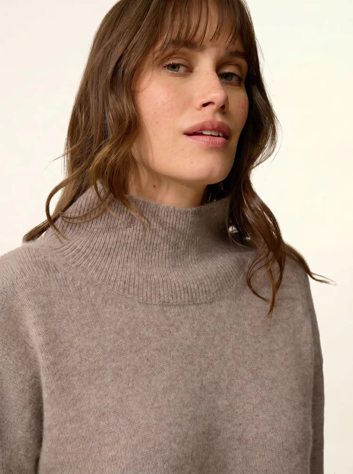 ROMY Sweater Mock Neck 4 Ply Heather Caribou