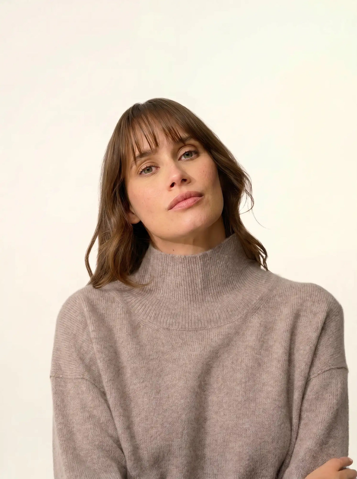 ROMY Sweater Mock Neck 4 Ply Heather Caribou
