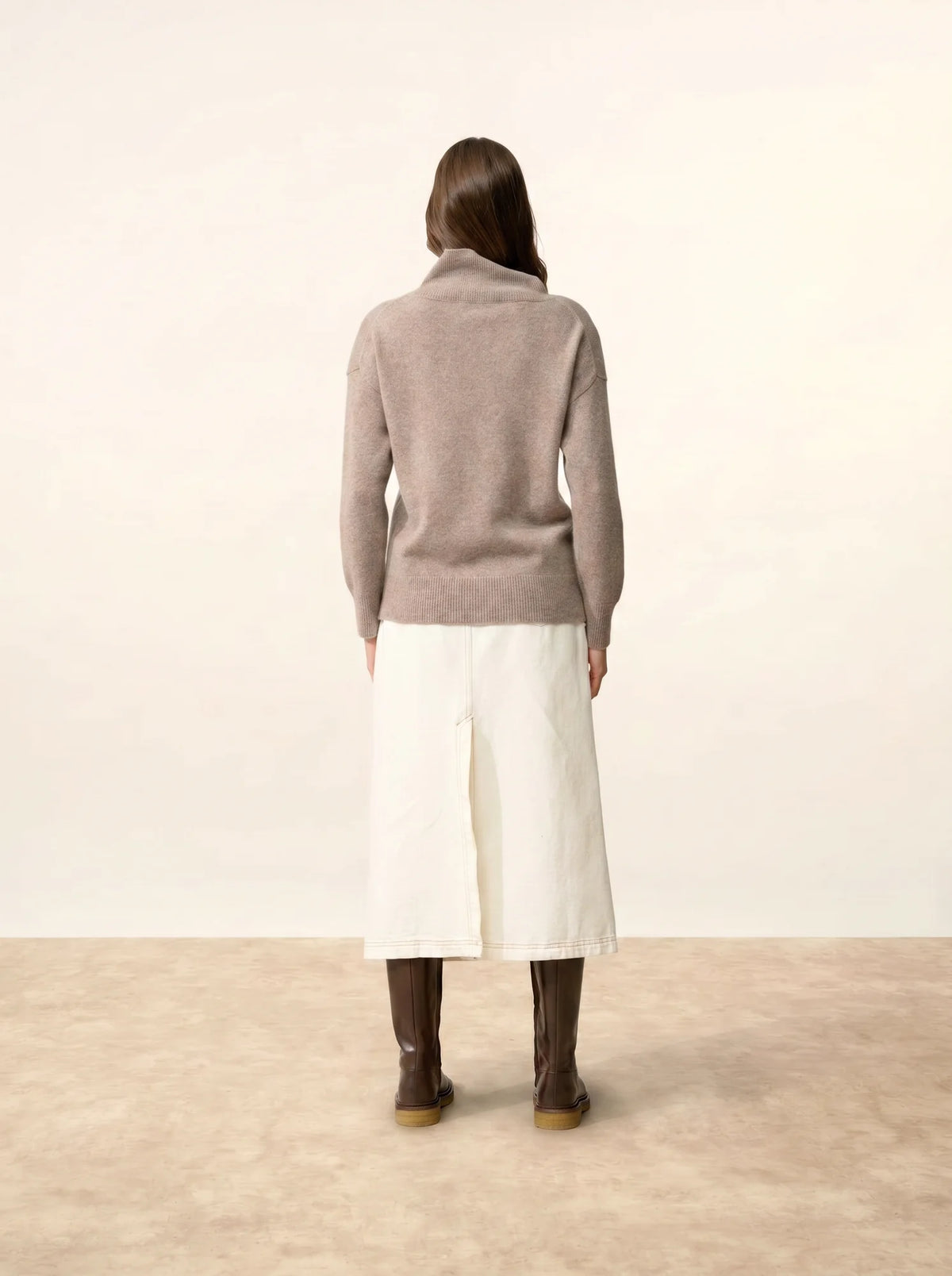 ROMY Sweater Mock Neck 4 Ply Heather Caribou