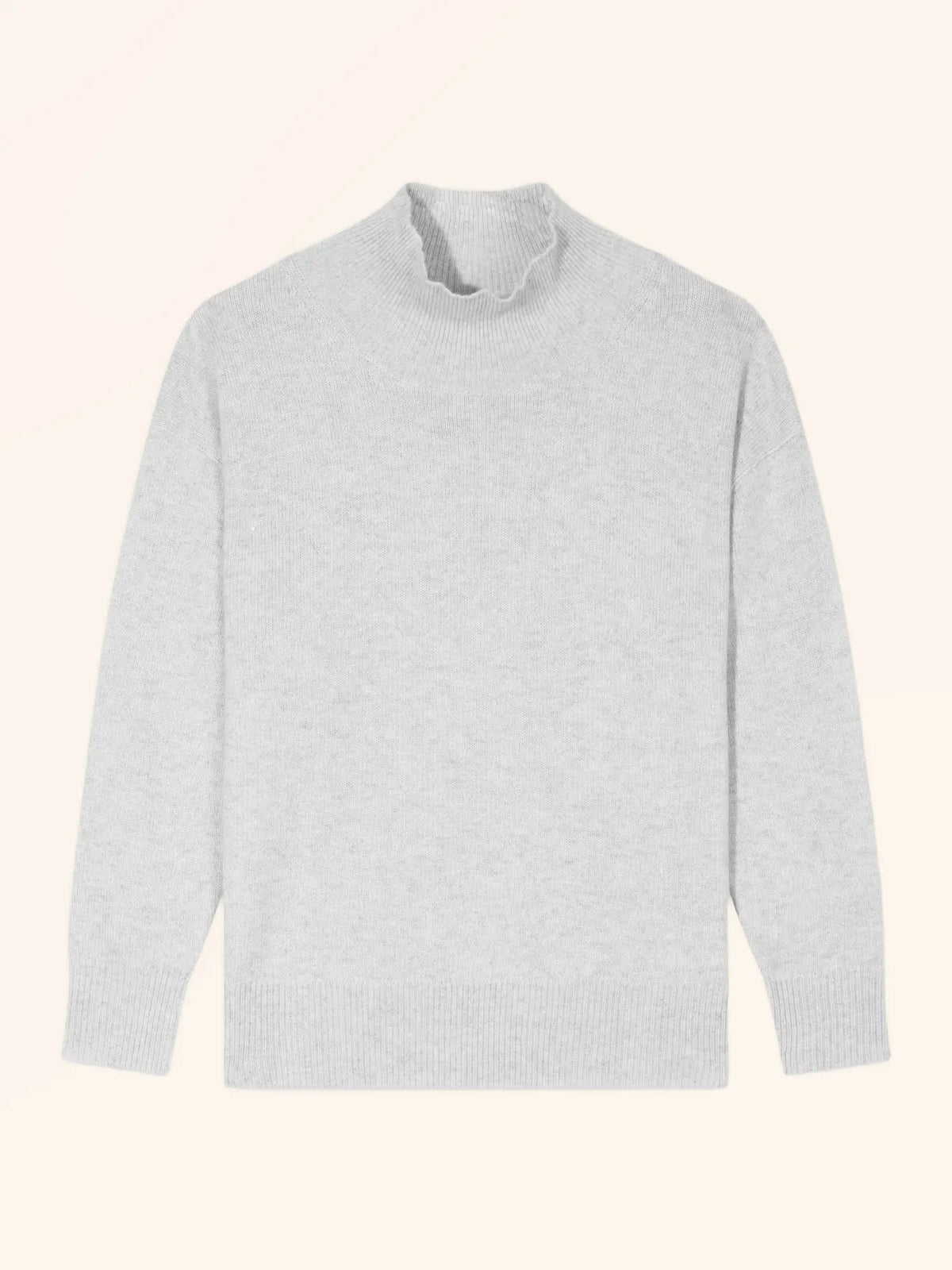ROMY Pull Col Montant 4 Fils Gris Perle Chiné