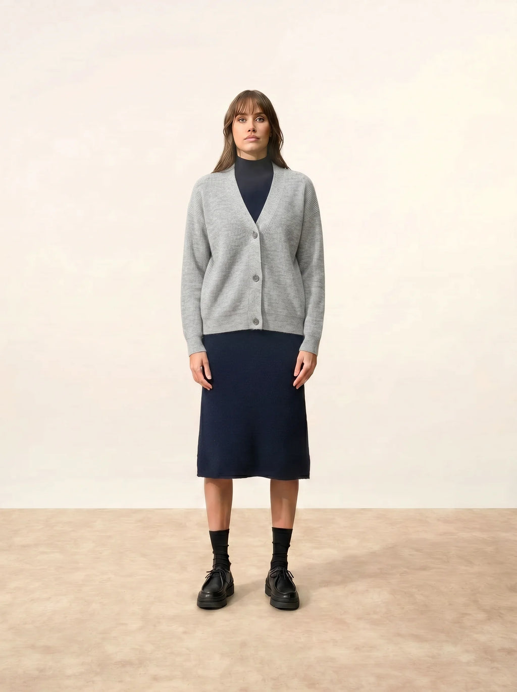 ADELE Cardigan V-Neck Heather Cloud