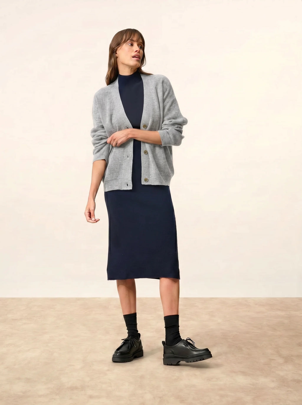 ADELE Cardigan V-Neck Heather Cloud