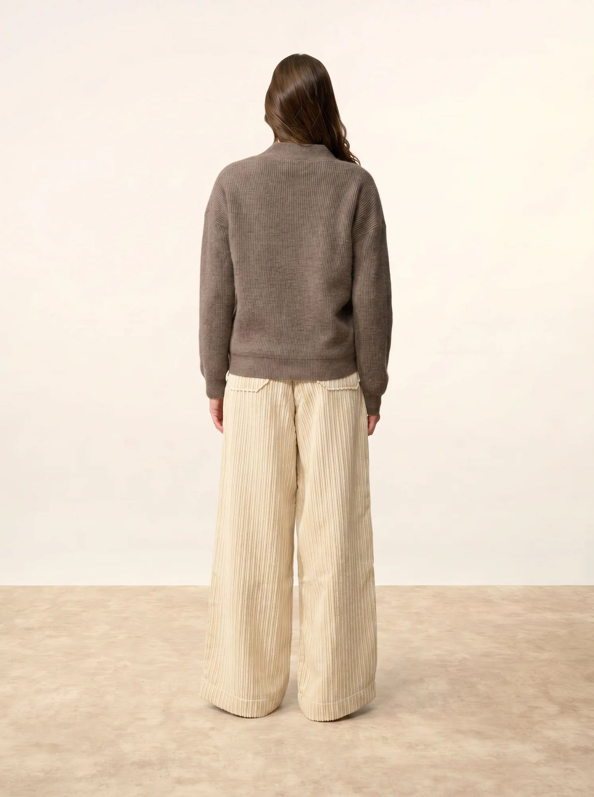 ADELE Cardigan Col V Taupe Chiné