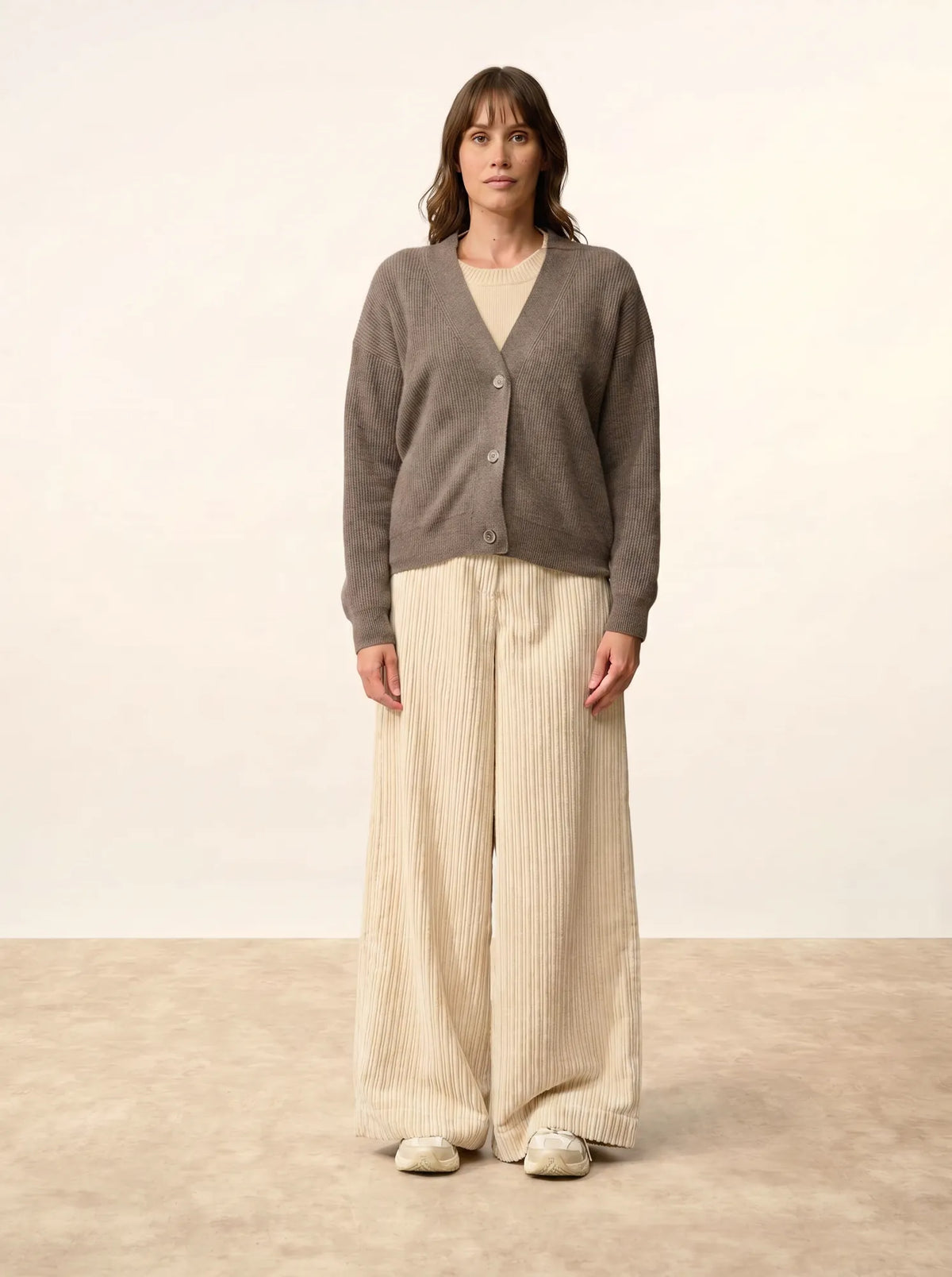 ADELE Cardigan V-Neck Heather Taupe