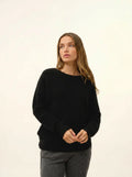 LOUNA Pull Col Rond 4 Fils Noir