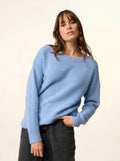 LOUNA Pull Col Rond 4 Fils Ciel