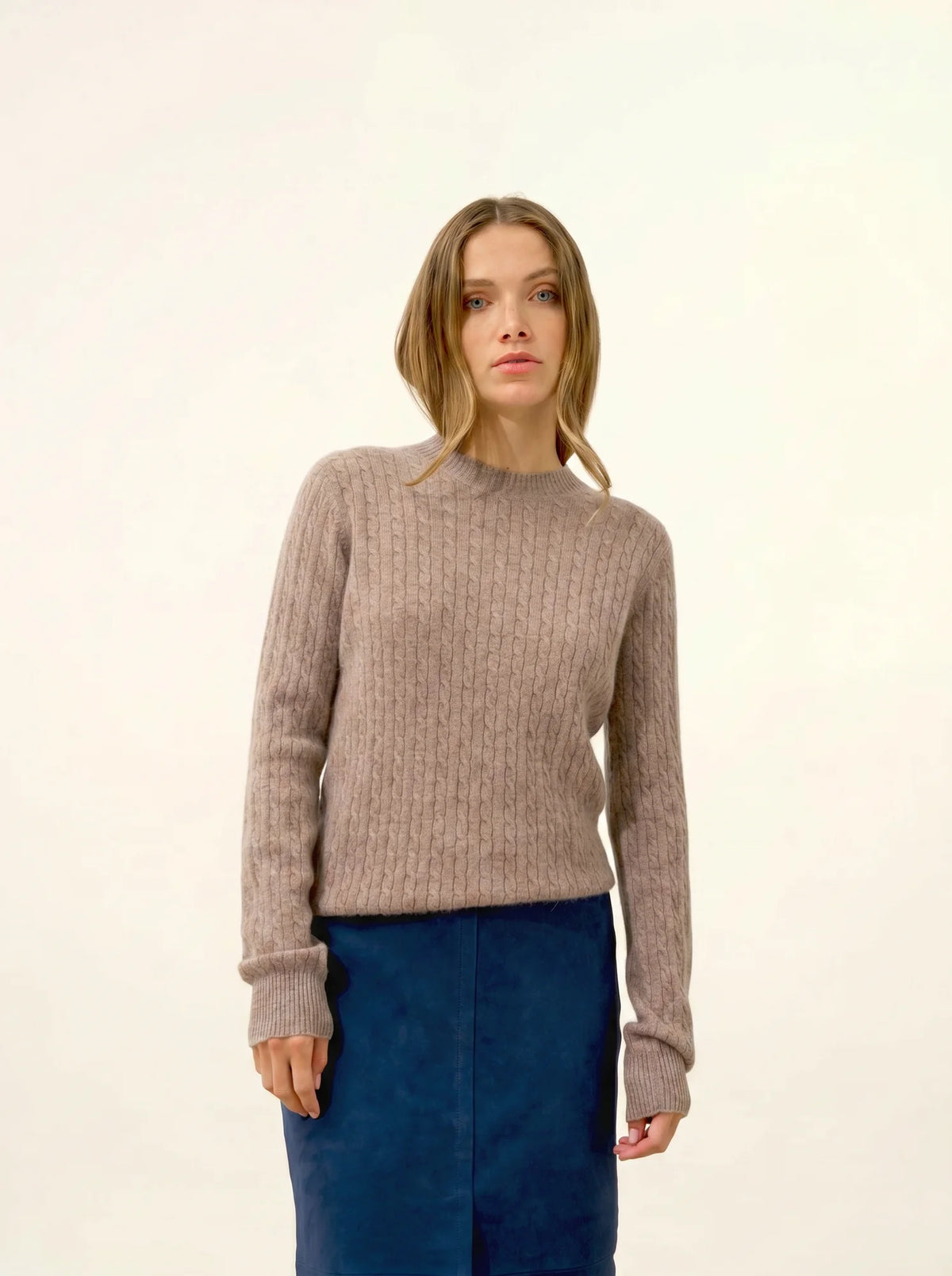 JADE Pullover Rundhalsausschnitt Caribou meliert