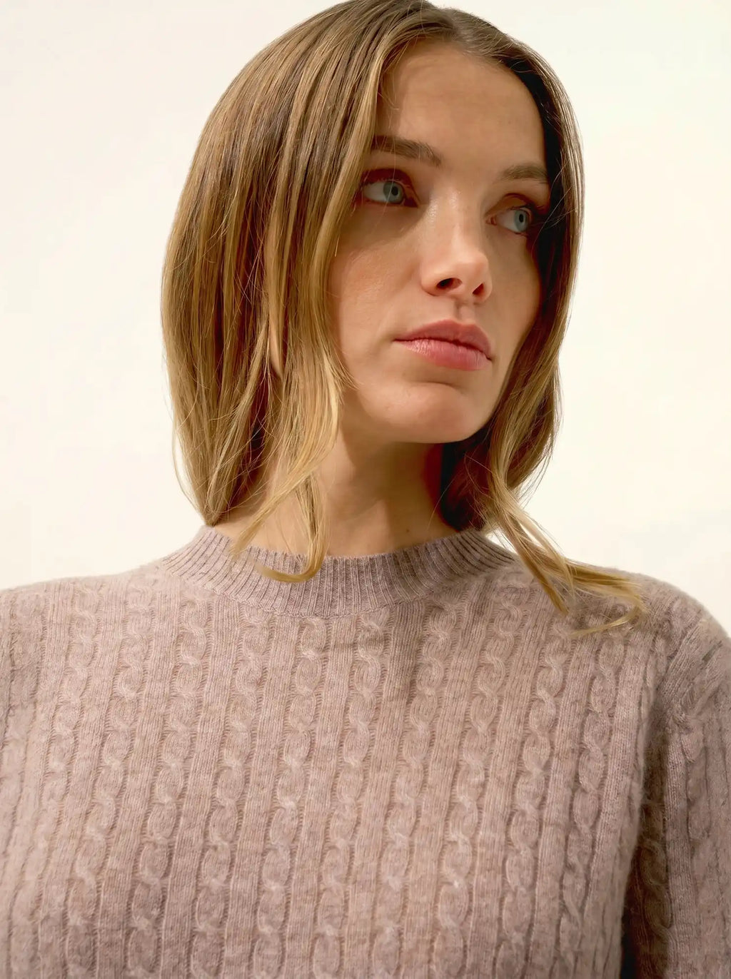JADE Pullover Rundhalsausschnitt Caribou meliert
