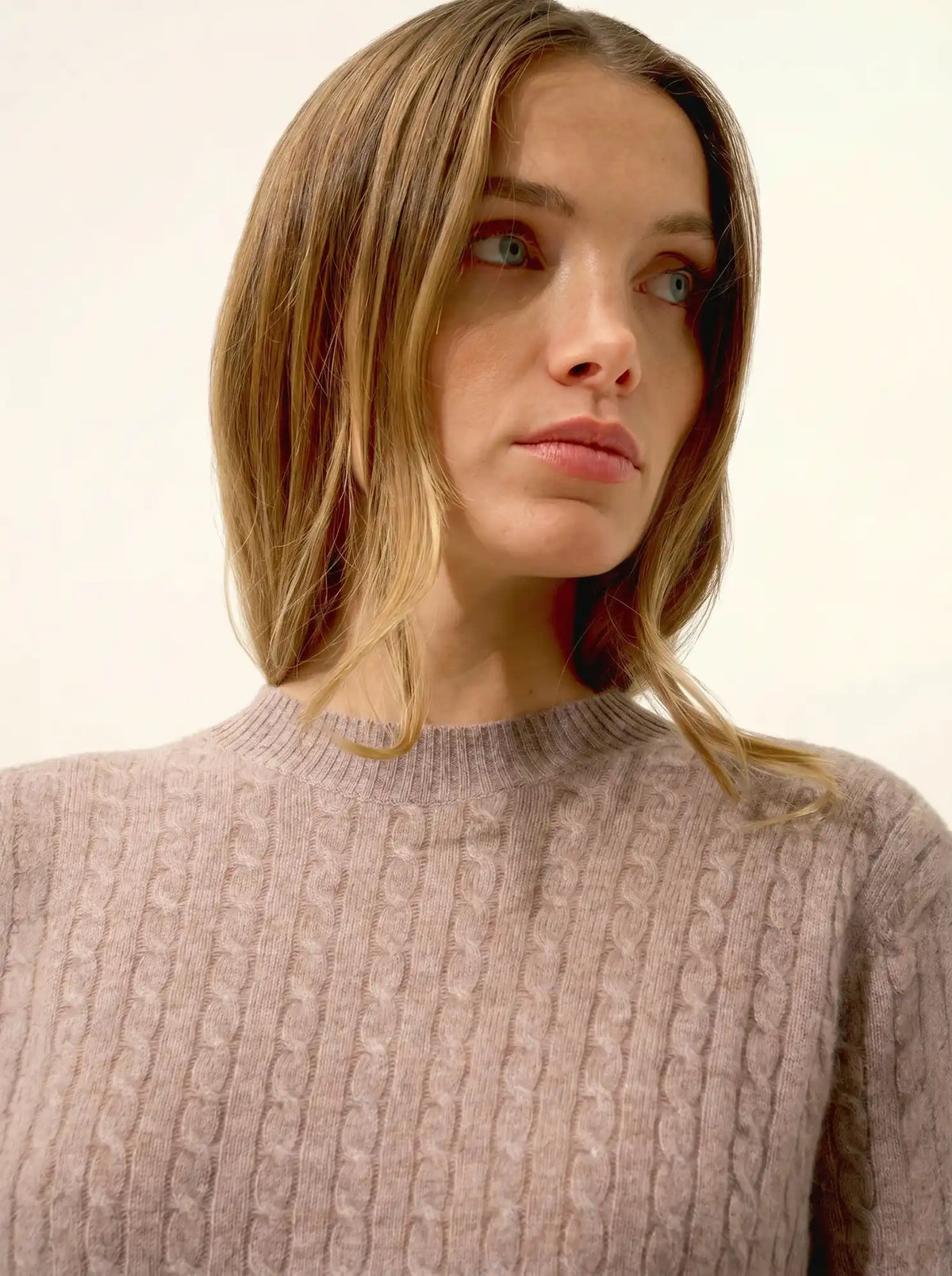 JADE Pullover Rundhalsausschnitt Caribou meliert