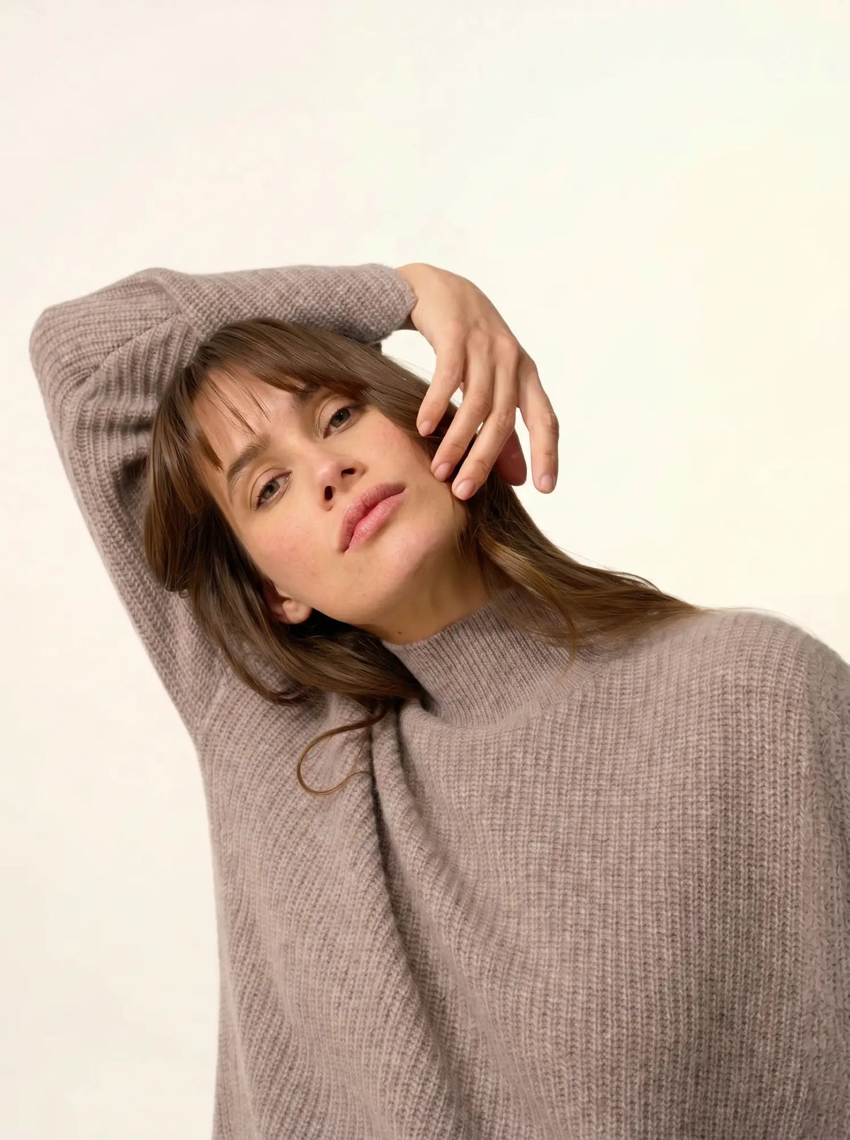 LOUISE Sweater Mock Neck 4 Ply Heather Caribou