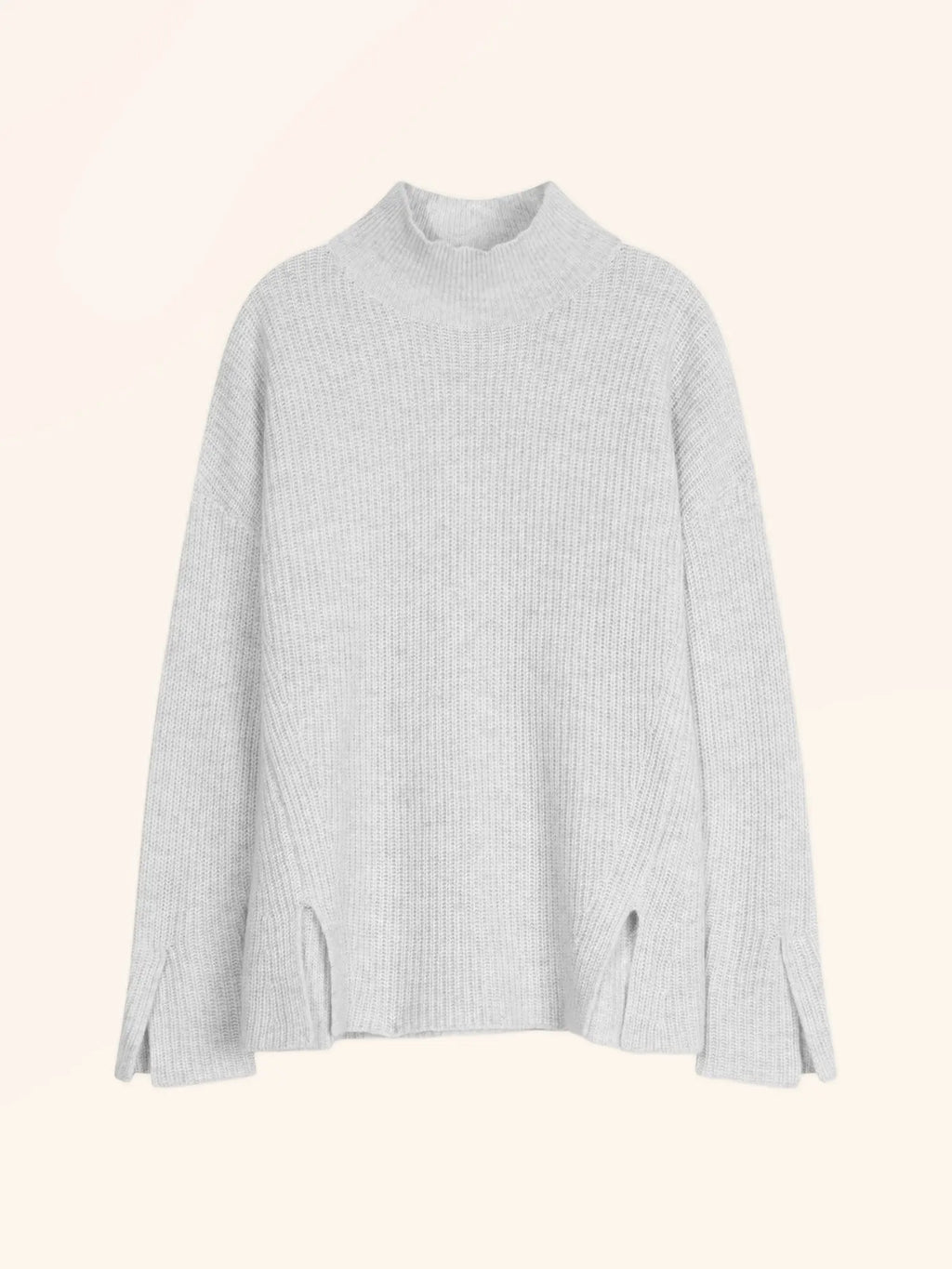 LOUISE Pull Col Montant 4 Fils Gris Perle Chiné