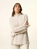 LOUISE Pull Col Montant 4 Fils Gris Perle Chiné