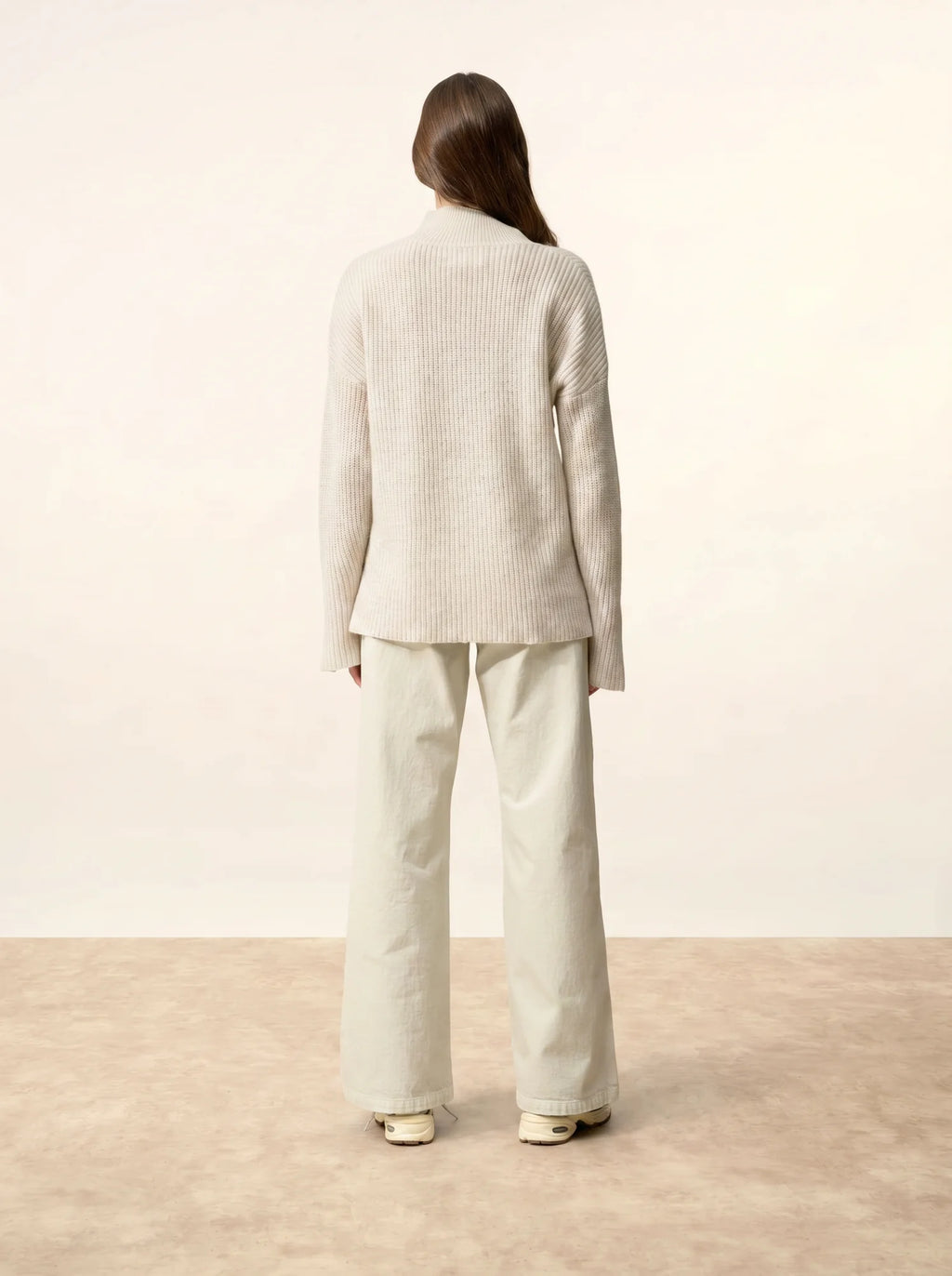LOUISE Pull Col Montant 4 Fils Gris Perle Chiné