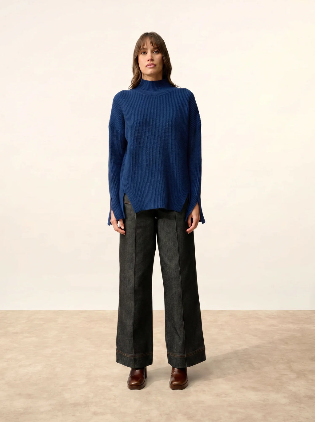 LOUISE Pull Col Montant 4 Fils Minuit