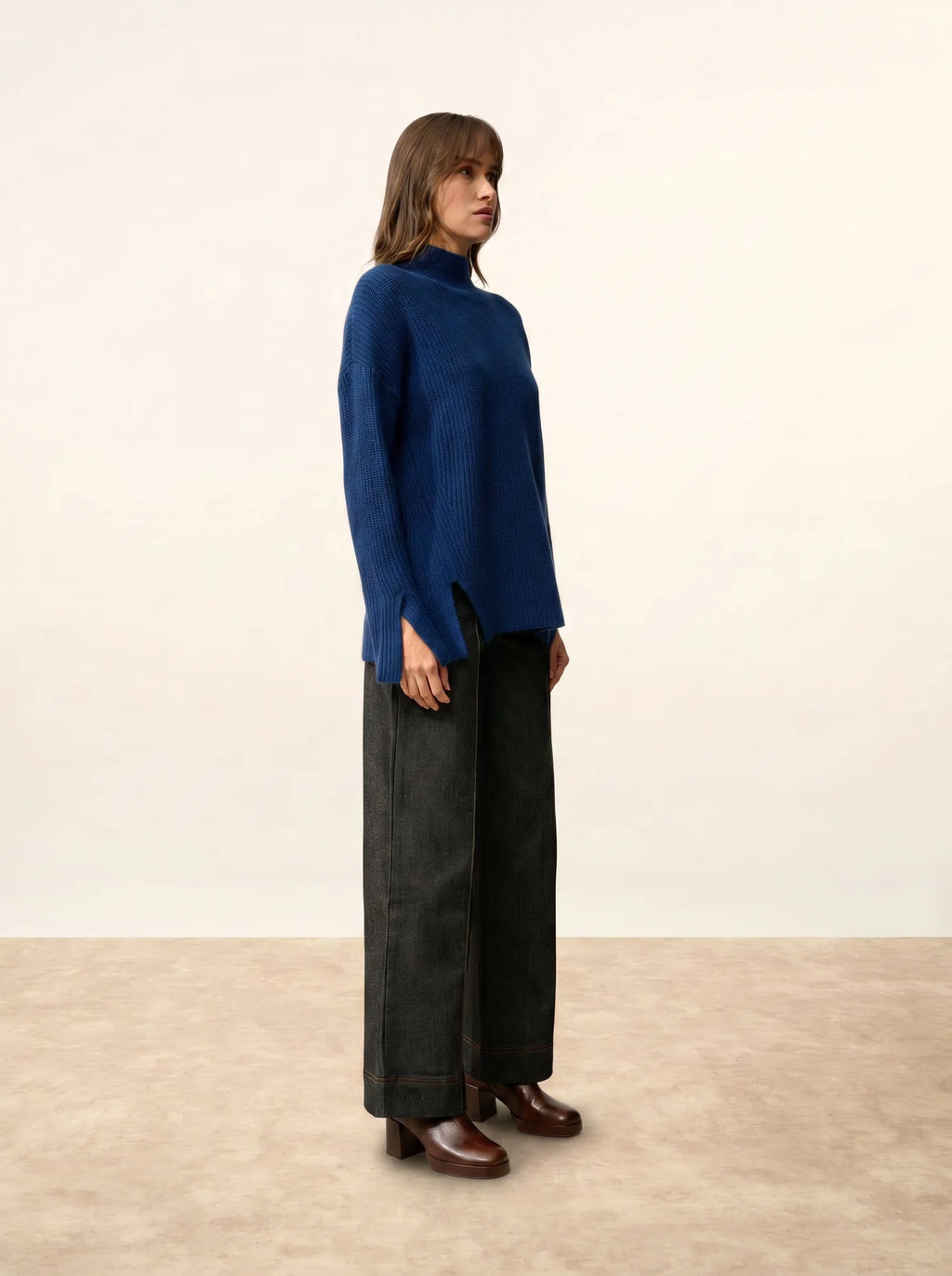LOUISE Pull Col Montant 4 Fils Minuit