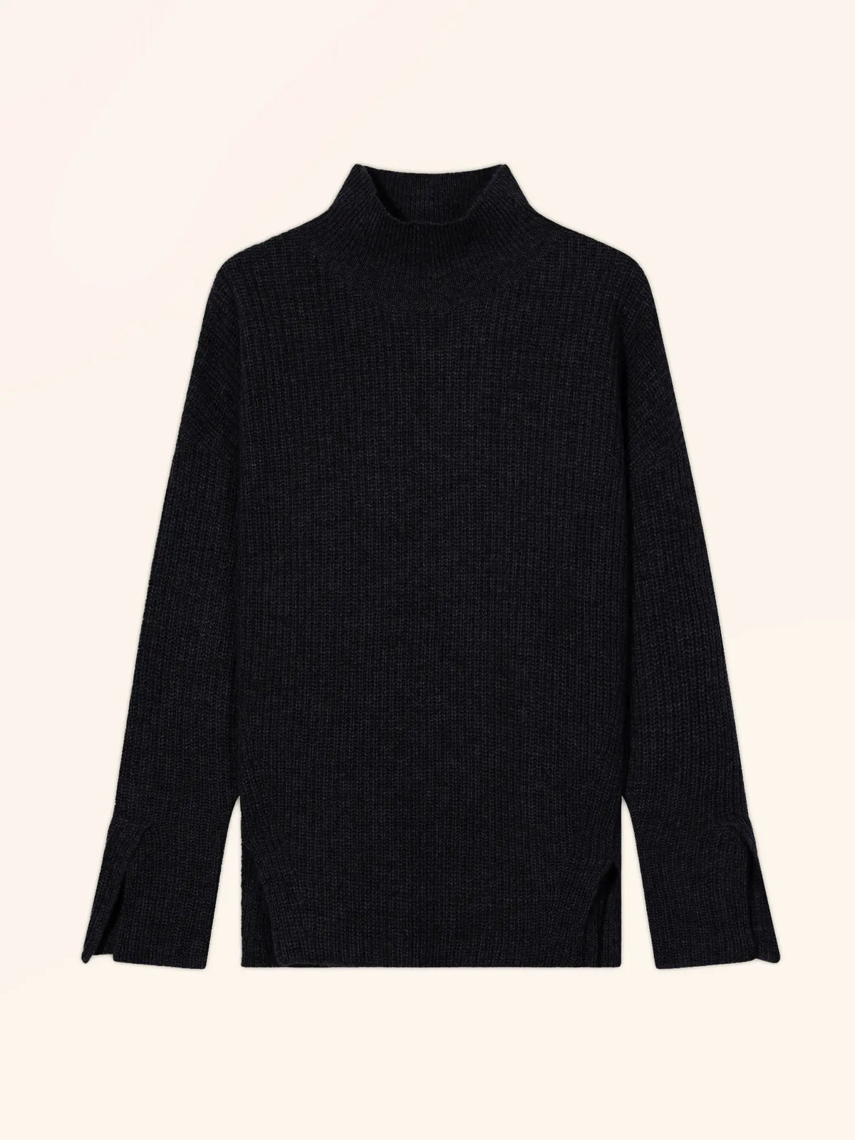 LOUISE Sweater Mock Neck 4 Ply Heather Black