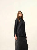 LOUISE Sweater Mock Neck 4 Ply Heather Black