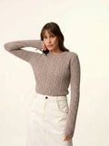 OLIVIA Sweater Crew Neck 8 Ply Heather Caribou