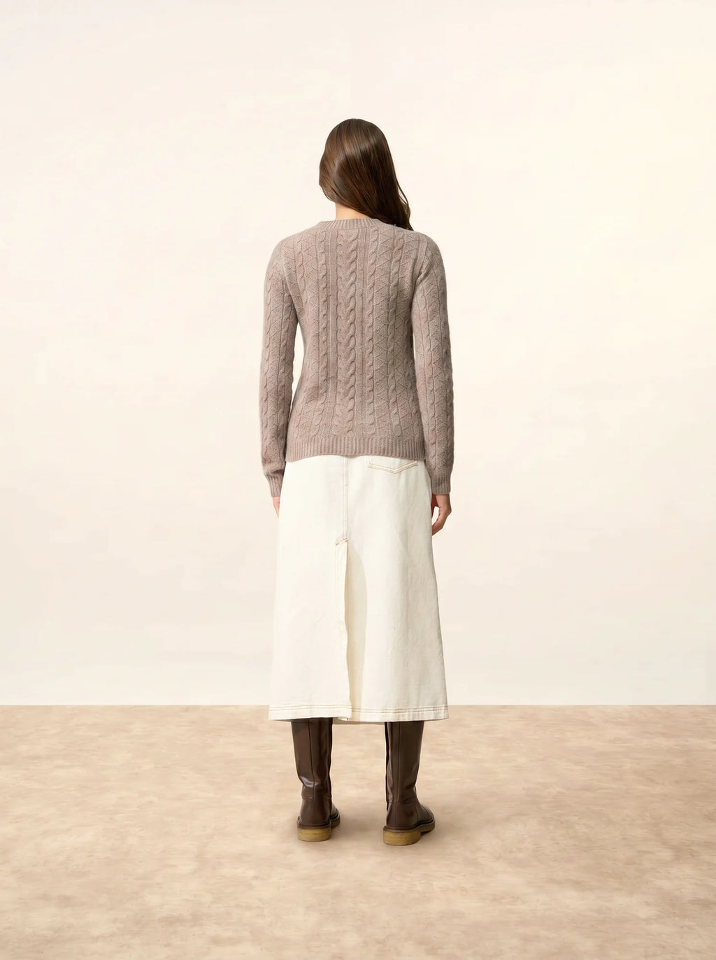 OLIVIA Sweater Crew Neck 8 Ply Heather Caribou